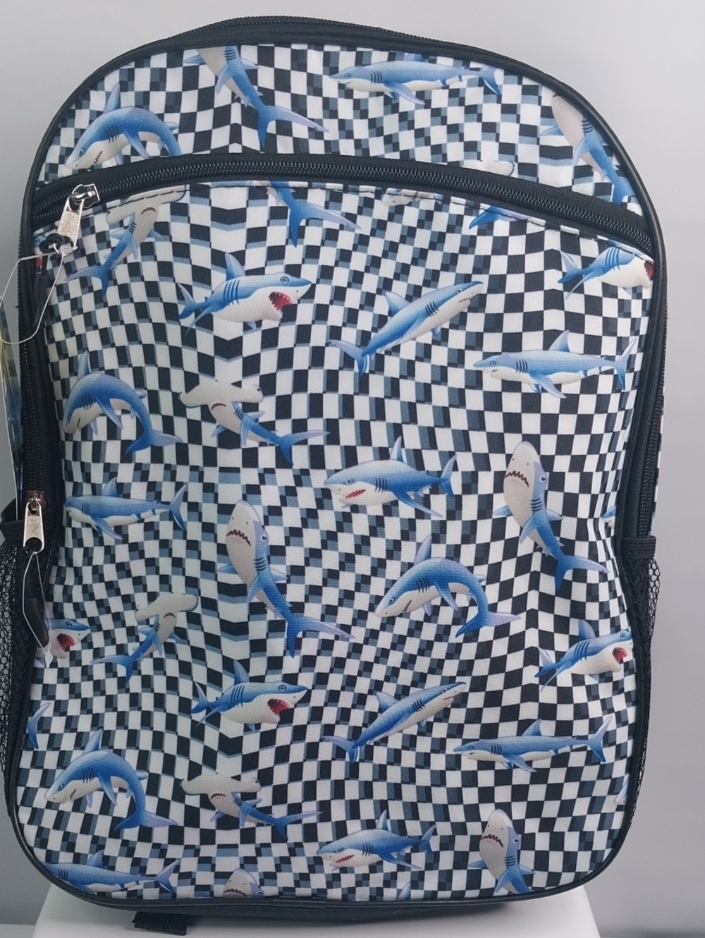 wonder nation Blue Shark Checkerboard Kids Backpack